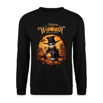 Drink Or Treat Funny Happy Halloween Monster - Unisex Sweatshirt - black - Front - Alina (178cm) & Michal (187cm)