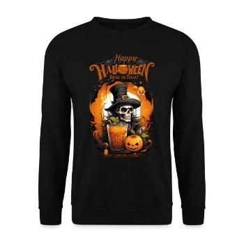 Drink Or Treat Funny Happy Halloween Monster - Unisex Sweatshirt - black - Front - Alina (178cm) & Michal (187cm)