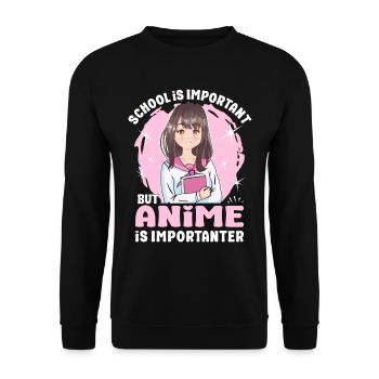 L’anime est plus important Anime japonais Manga Otaku - Sweat-shirt Unisexe - noir - Devant - Alina (178cm) & Michal (187cm)