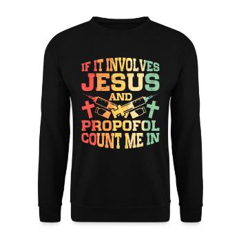 Anesthesiology Jesus And Propofol - Unisex Sweatshirt - black - Front - Alina (178cm) & Michal (187cm)