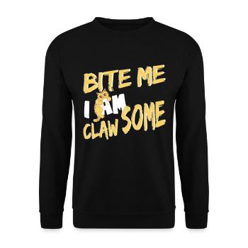 Mords-moi, je suis Griffe-un chat mordant - Sweat-shirt Unisexe - noir - Devant - Alina (178cm) & Michal (187cm)