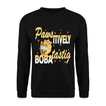 Chat Boba mordant à la patte-itively Boba-tastique - Sweat-shirt Unisexe - noir - Devant - Alina (178cm) & Michal (187cm)