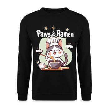 Pattes et Ramen Chats Drôles Dictons D’animaux - Sweat-shirt Unisexe - noir - Devant - Alina (178cm) & Michal (187cm)