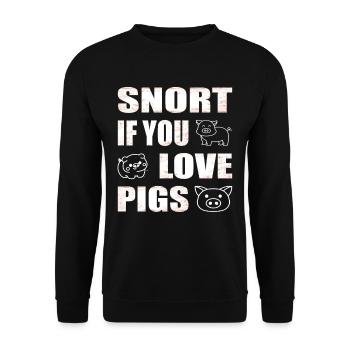 Schnauben, wenn du Schweine liebst Schweinezüchter - Unisex Pullover - Schwarz - Vorne - Alina (178cm) & Michal (187cm)
