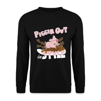 Piggin' Out in Style Pet farming love - Unisex Sweatshirt - black - Front - Alina (178cm) & Michal (187cm)
