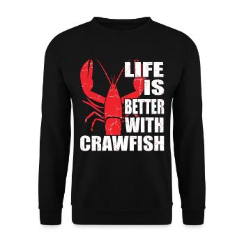 La vie est meilleure avec Crawfish Tailored Seafood Lover - Sweat-shirt Unisexe - noir - Devant - Alina (178cm) & Michal (187cm)