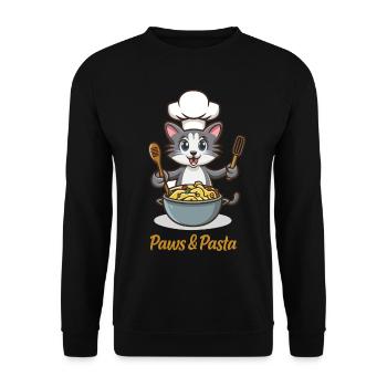 Pattes et Ramen Chats Drôles Dictons D’animaux - Sweat-shirt Unisexe - noir - Devant - Alina (178cm) & Michal (187cm)