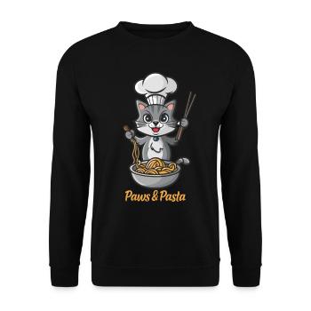 Pattes et pâtes drôles de chats dictons d’animaux - Sweat-shirt Unisexe - noir - Devant - Alina (178cm) & Michal (187cm)