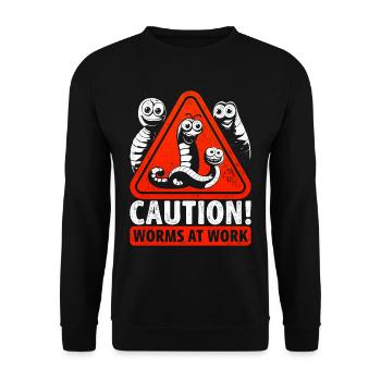 Attention à l’élevage des vers Vers à l’œuvre - Sweat-shirt Unisexe - noir - Devant - Alina (178cm) & Michal (187cm)