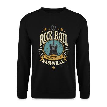 Nashville Rock & Roll Music City Musik Geschenk - Unisex Pullover - Schwarz - Vorne - Alina (178cm) & Michal (187cm)