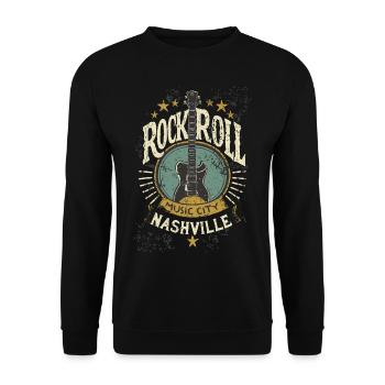 Nashville Rock & Roll Music City Musik Geschenk - Unisex Pullover - Schwarz - Vorne - Alina (178cm) & Michal (187cm)