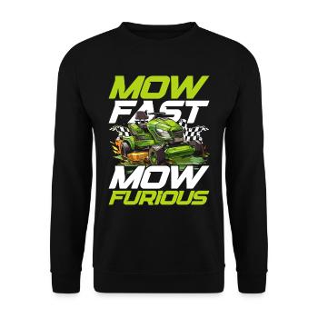 Rasenmäherrennen Mow Fast Mow Furious - Unisex Pullover - Schwarz - Vorne - Alina (178cm) & Michal (187cm)
