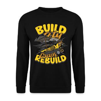 Model Airplane Build Fly Crash Rebuild - Unisex Sweatshirt - black - Front - Alina (178cm) & Michal (187cm)