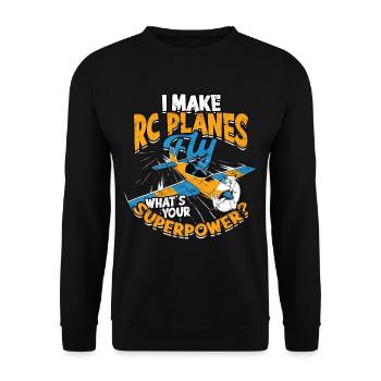 Modellflugzeug Modellflieger I Make Planes - Unisex Pullover - Schwarz - Vorne - Alina (178cm) & Michal (187cm)