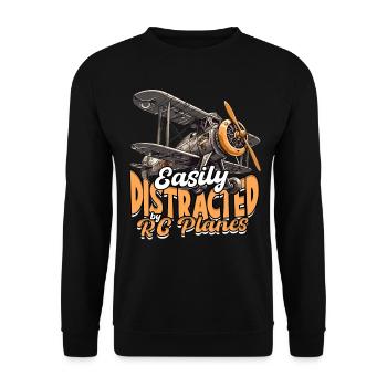 Modèle réduit d’avion facilement distrait par les avions RC - Sweat-shirt Unisexe - noir - Devant - Alina (178cm) & Michal (187cm)
