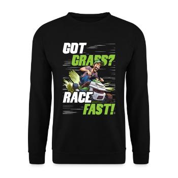 La course de tondeuse à gazon a une course d’herbe rapide - Sweat-shirt Unisexe - noir - Devant - Alina (178cm) & Michal (187cm)