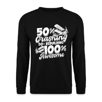 Model Airplane Model Airplane - Unisex Sweatshirt - black - Front - Alina (178cm) & Michal (187cm)