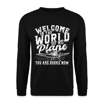Modellflugzeug Modellflieger World Of RC Planes - Unisex Pullover - Schwarz - Vorne - Alina (178cm) & Michal (187cm)