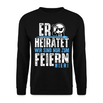 JGA T-Shirt Männer Junggesellenabschied T-Shirt - Unisex Pullover - Schwarz - Vorne - Alina (178cm) & Michal (187cm)
