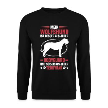 Irischer Wolfshund ist besser Windhund - Unisex Pullover - Schwarz - Vorne - Alina (178cm) & Michal (187cm)