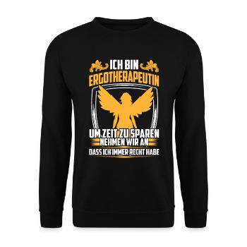 Ergotherapeutin hat immer Recht Ergotherapie - Unisex Pullover - Schwarz - Vorne - Alina (178cm) & Michal (187cm)