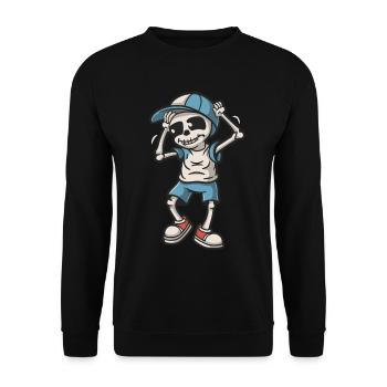 Drôle Squelette Crâne Danse Halloween - Sweat-shirt Unisexe - noir - Devant - Alina (178cm) & Michal (187cm)