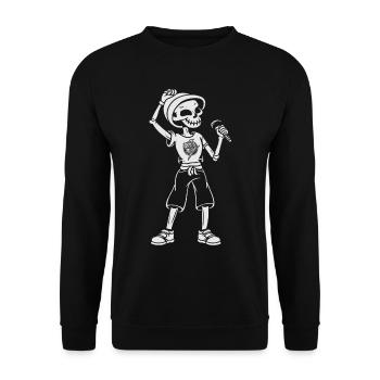 Drôle Squelette Crâne Chanteur Halloween - Sweat-shirt Unisexe - noir - Devant - Alina (178cm) & Michal (187cm)