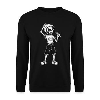 Funny Skeleton Skull Singer Halloween - Unisex Sweatshirt - black - Front - Alina (178cm) & Michal (187cm)