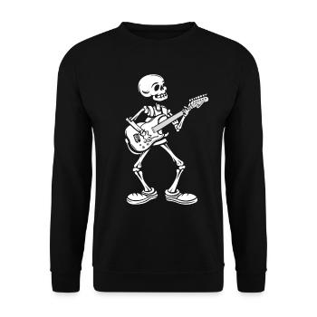 Funny Skeleton Skull Guitarist Halloween - Unisex Sweatshirt - black - Front - Alina (178cm) & Michal (187cm)