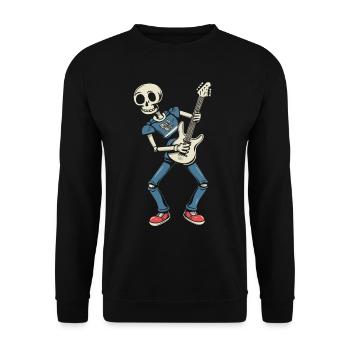 Funny Skeleton Skull Guitarist Halloween - Unisex Sweatshirt - black - Front - Alina (178cm) & Michal (187cm)