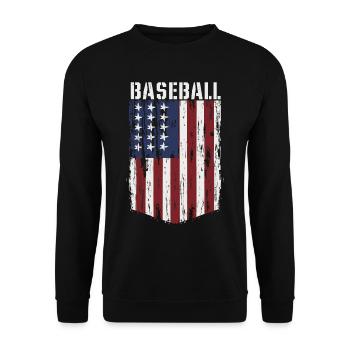 BASEBALL Amerika USA Flagge - Unisex Pullover - Schwarz - Vorne - Alina (178cm) & Michal (187cm)