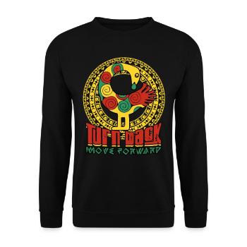 Sankofa Symbol Ghana Turn Back Move Forward - Unisex Sweatshirt - black - Front - Alina (178cm) & Michal (187cm)