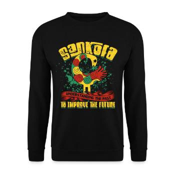 Sankofa Symbol Adinkra Ghana - Unisex Pullover - Schwarz - Vorne - Alina (178cm) & Michal (187cm)
