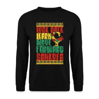 Sankofa Symbol Adinkra Ghana - Unisex Pullover - Schwarz - Vorne - Alina (178cm) & Michal (187cm)