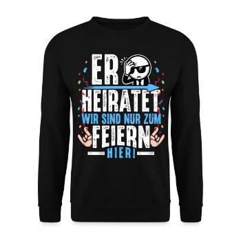 JGA Outfit Junggesellenabschied Männer T-Shirt JGA - Unisex Pullover - Schwarz - Vorne - Alina (178cm) & Michal (187cm)