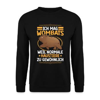Wombat Marsupial I like Wombat - Unisex Sweatshirt - black - Front - Alina (178cm) & Michal (187cm)
