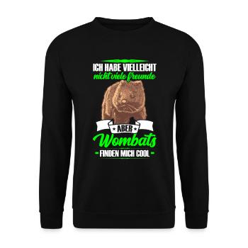 Wombat ist mein Freund Beuteltier Wombat - Unisex Pullover - Schwarz - Vorne - Alina (178cm) & Michal (187cm)