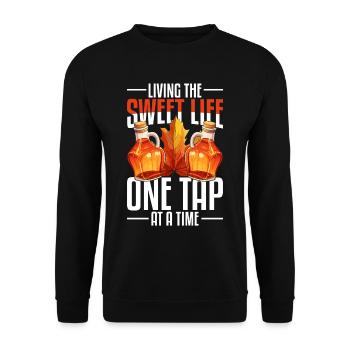 Maple Syrup Maple Sap One Tap At A Time - Unisex Sweatshirt - black - Front - Alina (178cm) & Michal (187cm)