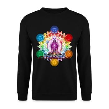 Journey To Enlightenment- Chakra Mantra - Unisex Pullover - Schwarz - Vorne - Alina (178cm) & Michal (187cm)