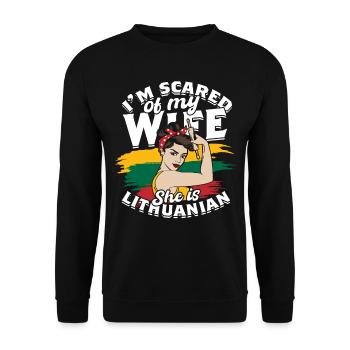 I'm Scared Of My Wife She Is Lithuanian - Unisex Sweatshirt - black - Front - Alina (178cm) & Michal (187cm)