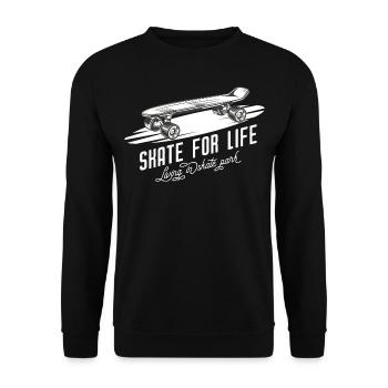 Skateboard Skate For Life Skateboarder - Unisex Pullover - Schwarz - Vorne - Alina (178cm) & Michal (187cm)