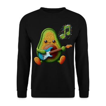 FLAVOR AND MUSIC, AVOCADO PLAYING ELECTRIC GUITAR - Unisex Sweatshirt - black - Front - Alina (178cm) & Michal (187cm)