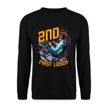 Sim Racing Sim Race 2nd First Loser - Unisex Pullover - Schwarz - Vorne - Alina (178cm) & Michal (187cm)