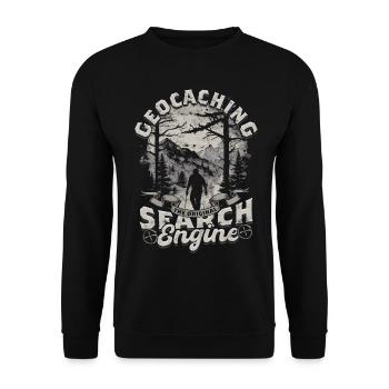 Geocache Geocaching The Original Seach Engine - Unisex Pullover - Schwarz - Vorne - Alina (178cm) & Michal (187cm)
