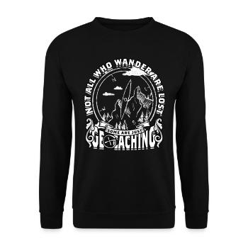 Geocache Not All Who Wander Are Lost - Unisex Pullover - Schwarz - Vorne - Alina (178cm) & Michal (187cm)