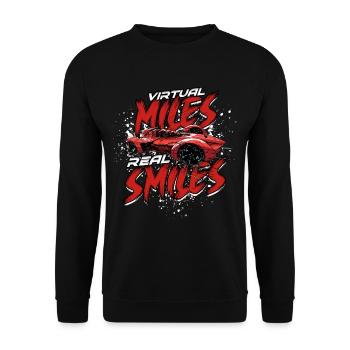 Sim Racing Virtual Miles Real Smiles - Unisex Pullover - Schwarz - Vorne - Alina (178cm) & Michal (187cm)