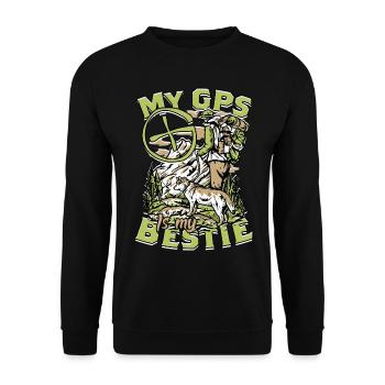 Geocache My GPS Is my Bestie - Unisex Pullover - Schwarz - Vorne - Alina (178cm) & Michal (187cm)