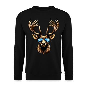 Hirsch T-Shirt Herren Trachtenshirt Jungen Tracht - Unisex Pullover - Schwarz - Vorne - Alina (178cm) & Michal (187cm)