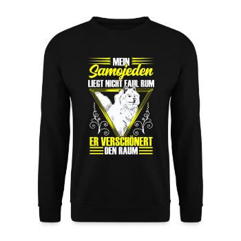 Samojede ist nicht faul Schlittenhund - Unisex Pullover - Schwarz - Vorne - Alina (178cm) & Michal (187cm)