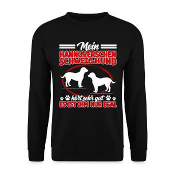 Hanoverian hound hears very well - Unisex Sweatshirt - black - Front - Alina (178cm) & Michal (187cm)